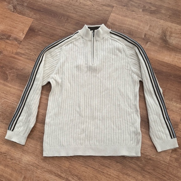 XG (Xtreme Gear) Other - VINTAGE Y2K XG Boy's L Cotton Ribbed Quarter Zip Sweater Striped Sleeve 90’s